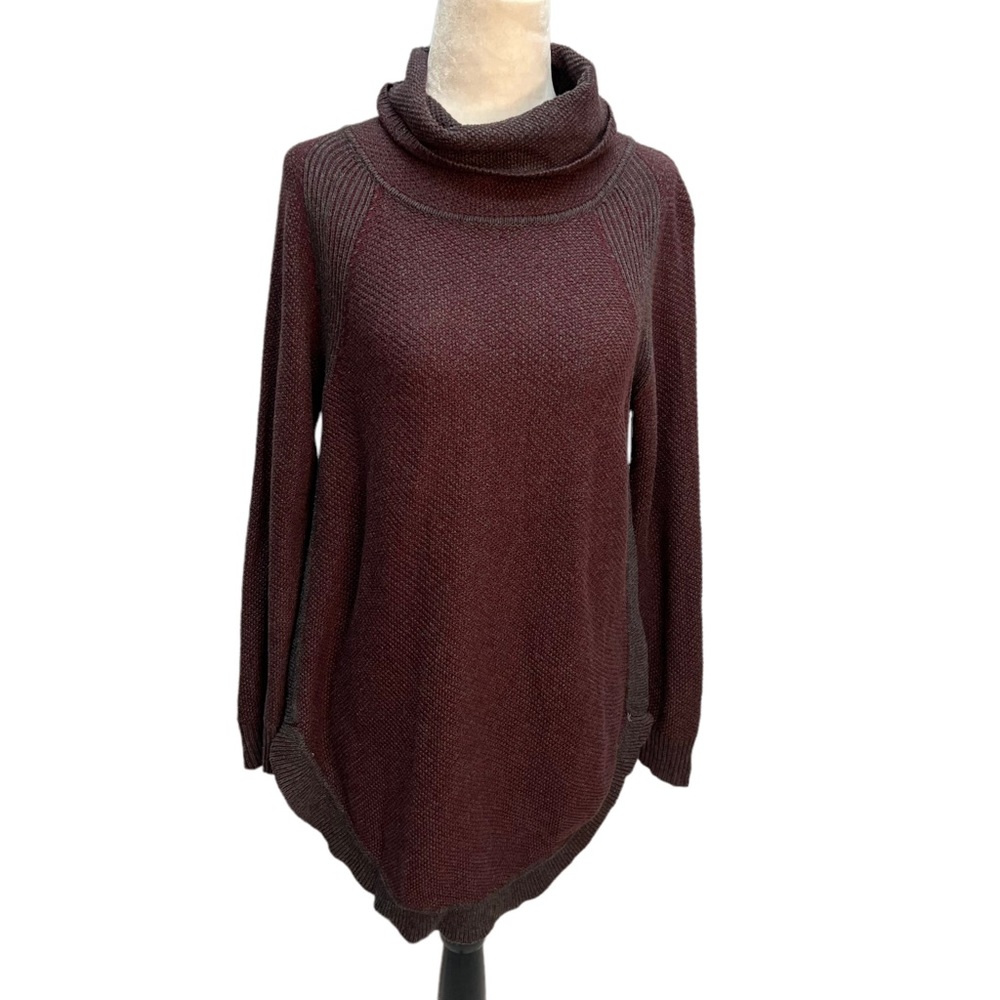 3 Stones Burgundy Long Sleeve Textured Knit Cowl Neck Sweater Size S